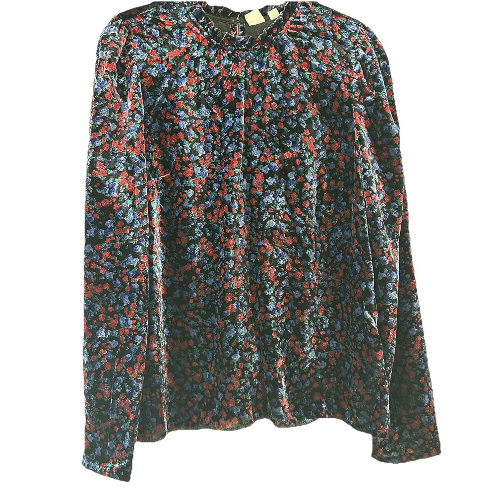 Gap Velvet Floral Top Size Small Tall‎ Black Ditzy Floral Peasant Casual Office